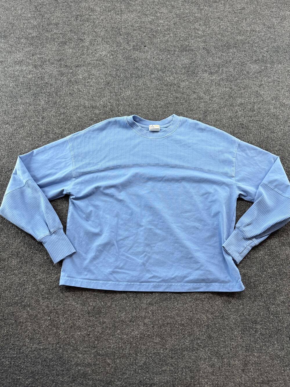 OFFLINE By Aerie Shirt Womens XS Blue Ribbed Long Sleeve Crew Neck Top